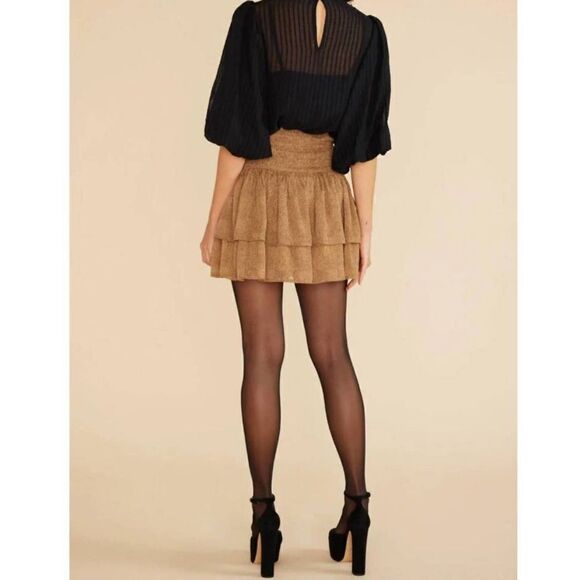 MinkPink Luca Mini Skirt Leopard Metallic Brown Black NEW - Picture 9 of 9